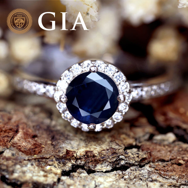 Certified 1.47 TCW Natural Blue Sapphire Ring