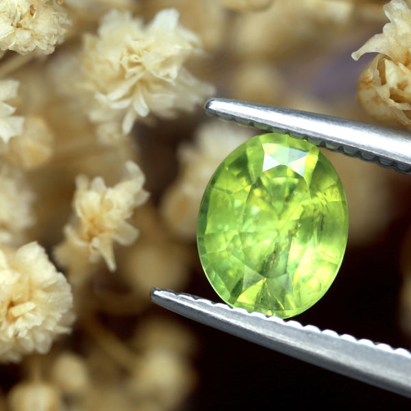 3.42ct Certified Natural Yellowish Green Sapphire