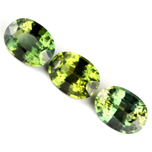 Certified Natural Green Sapphire 2.30ct 3 Oval Shape Eye Clean Matching Madagascar Gems - sapphirebazaar - 1